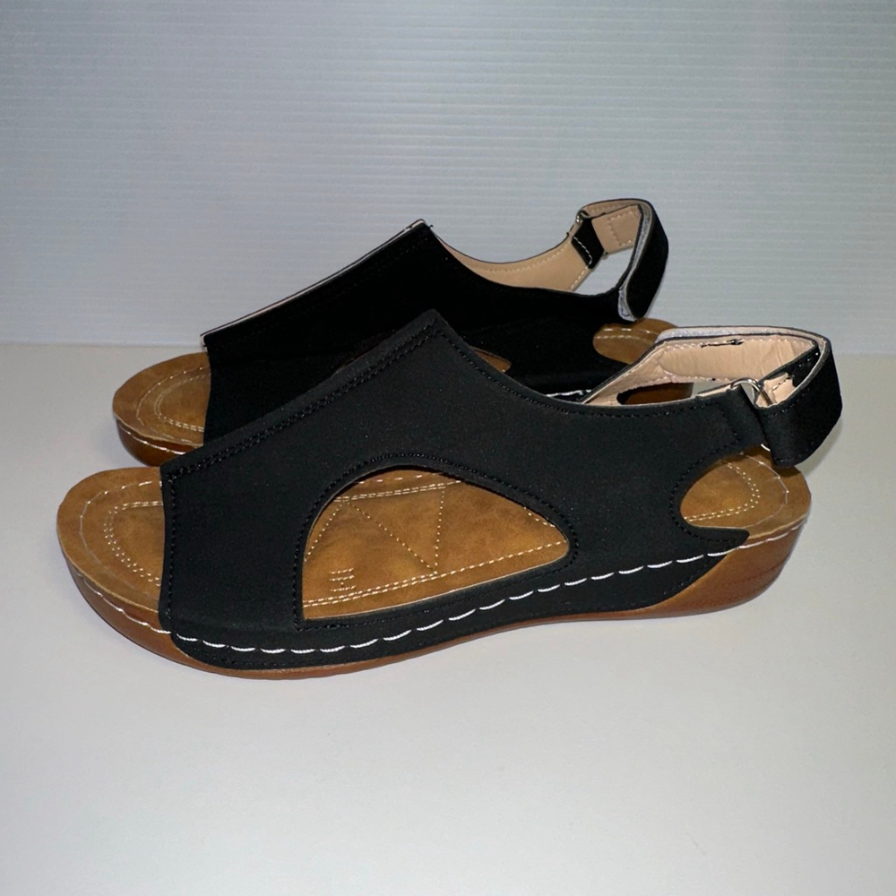 Summer Womens NWOT Comfortable Lightweight Sandals Black Tan Walking (43) 11/12 - Picture 8 of 16
